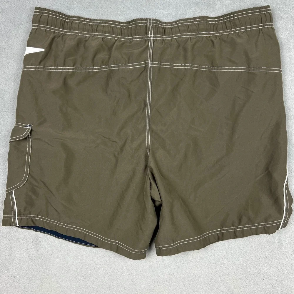 Speedo Mens XL Olive Green Cargo Swim Trunks Mesh Lined Drawstring Board Shorts